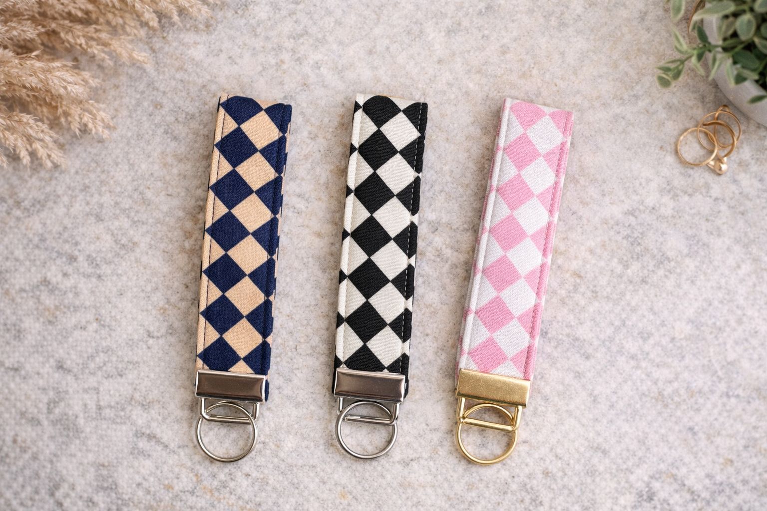 Harlequin Diamond Fabric Keychain wristlet
